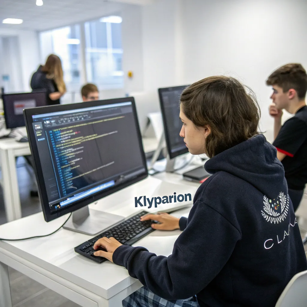 Student coding at KLYPARION